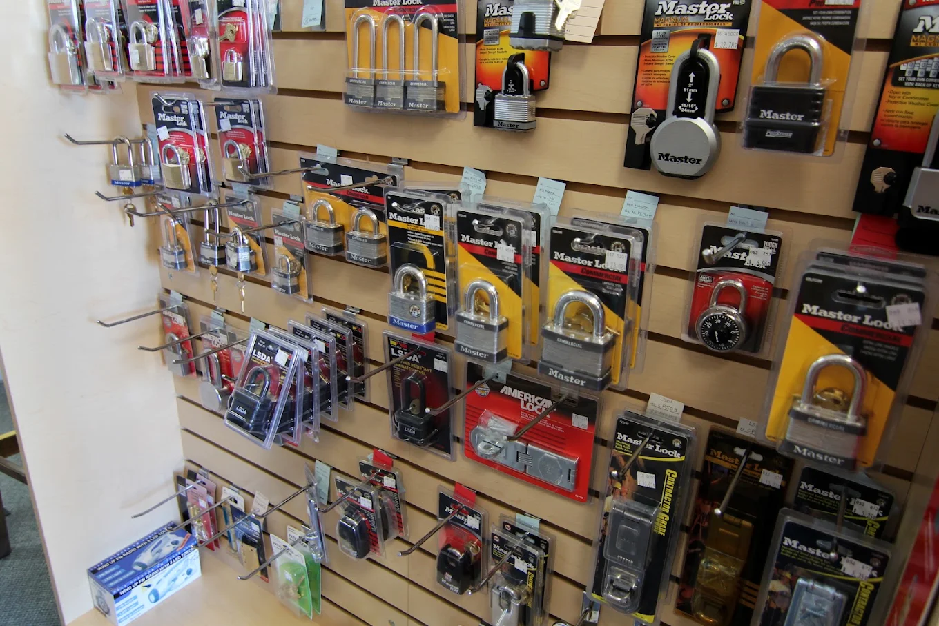 Commercial locks and padlocks stocked at the Green Valley Lock and Safe showroom in Henderson NV